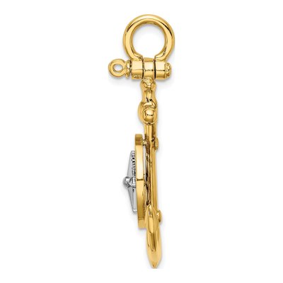 14K Two-Tone Gold Anchor Compass Charm