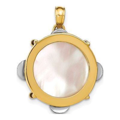 14K Two-Tone Gold 3-D Tambourine Charm