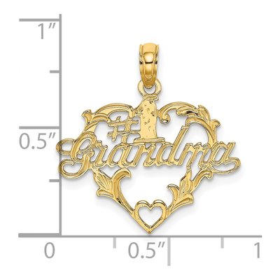 14K Yellow Gold Grandma Heart Number 1 Charm – view 4
