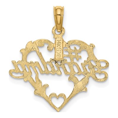 14K Yellow Gold Grandma Heart Number 1 Charm – view 5