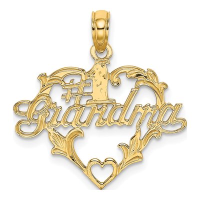 14K Yellow Gold Grandma Heart Number 1 Charm