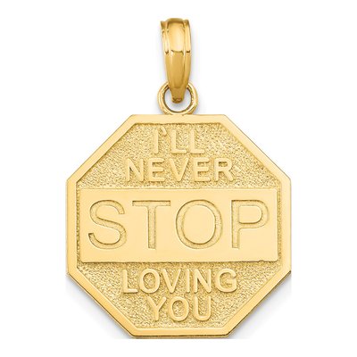 14K Yellow Gold Stop Sign Pendant