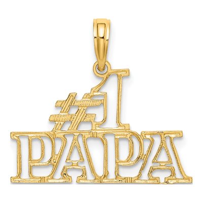 14K Yellow Gold PAPA Cut-Out Number 1 Pendant