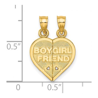 14K Yellow Gold Boy Girl Friend Break-Apart Heart Charm – view 4
