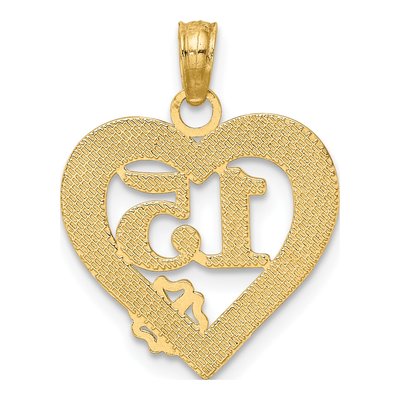 14K Yellow Gold Quinceaera Heart Pendant – view 4