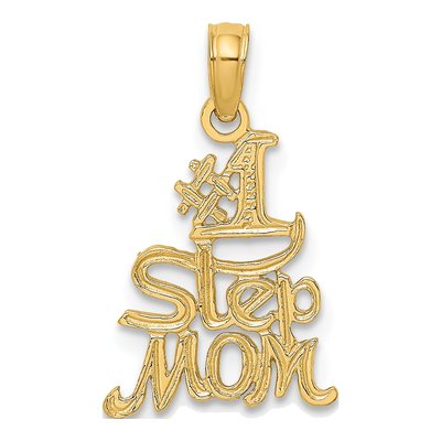 14K Yellow Gold STEP MOM Number 1 Pendant