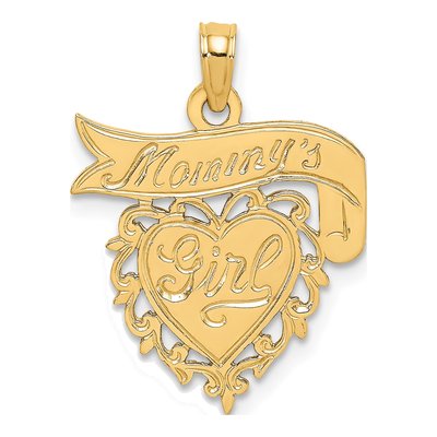 14K Yellow Gold Mommy's Girl Heart Charm