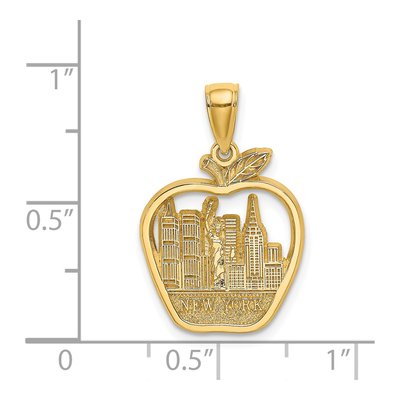 14K Yellow Gold NYC Skyline Apple Pendant – view 5