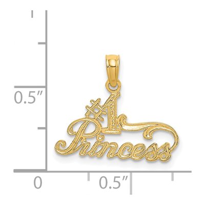 14K Yellow Gold Princess Number 1 Pendant – view 5