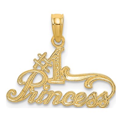 14K Yellow Gold Princess Number 1 Pendant