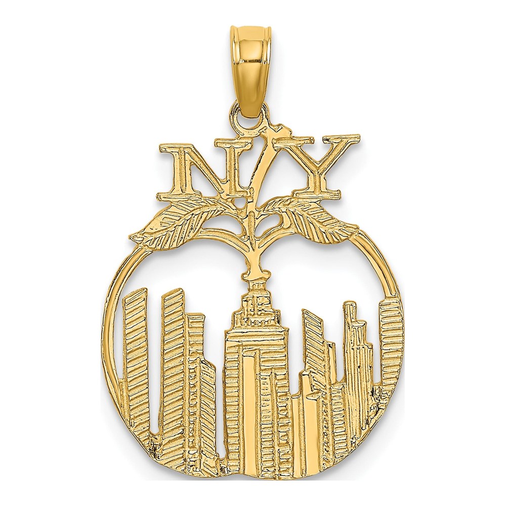 14K Yellow Gold NY Skyline Apple Charm