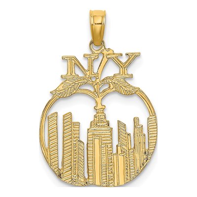 14K Yellow Gold NY Skyline Apple Charm