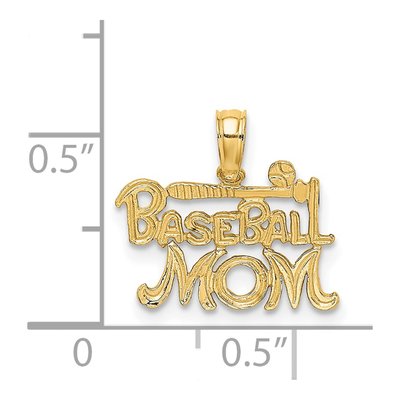 14K Yellow Gold Baseball Mom Pendant – view 4