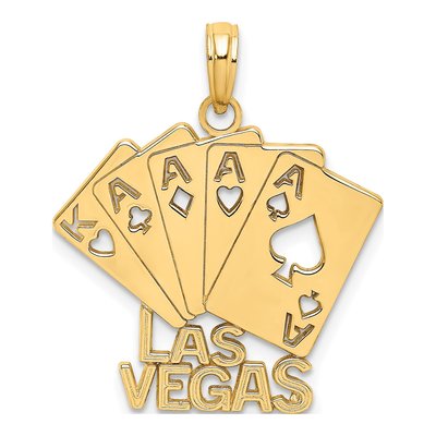 14K Yellow Gold Las Vegas Playing Cards Charm