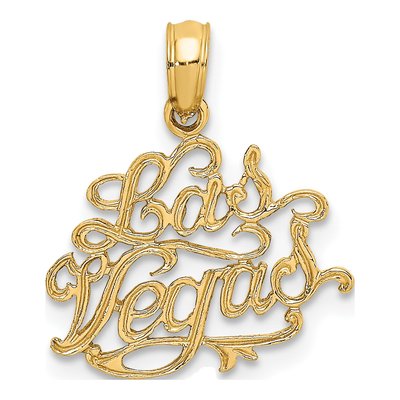 14K Yellow Gold LAS Vegas Script Charm