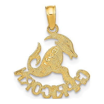 14K Yellow Gold Capricorn Zodiac Pendant – view 5