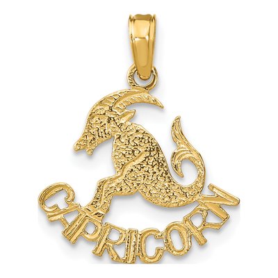 14K Yellow Gold Capricorn Zodiac Pendant