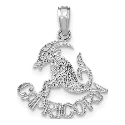 14K White Gold Capricorn Zodiac Pendant
