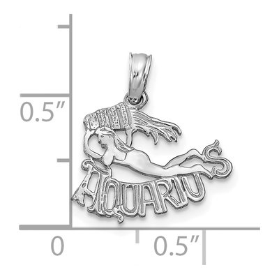 14K White Gold Aquarius Zodiac Pendant – view 3