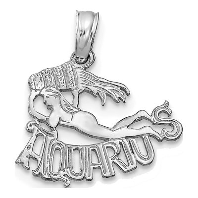 14K White Gold Aquarius Zodiac Pendant
