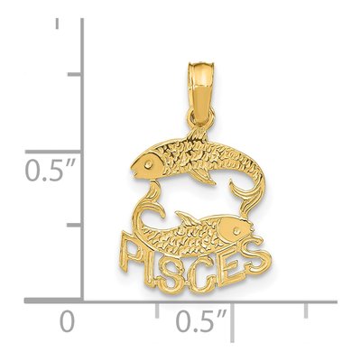 14K Yellow Gold Pisces Zodiac Charm – view 4