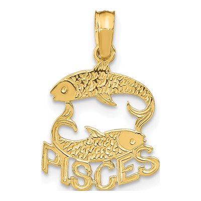 14K Yellow Gold Pisces Zodiac Charm