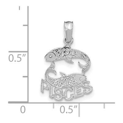 14K White Gold Pisces Zodiac Pendant – view 3