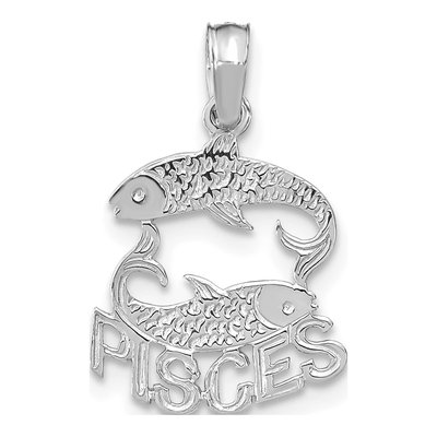 14K White Gold Pisces Zodiac Pendant