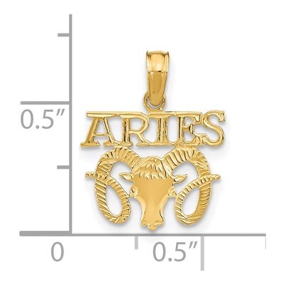 14K Yellow Gold Aries Zodiac Pendant – view 4