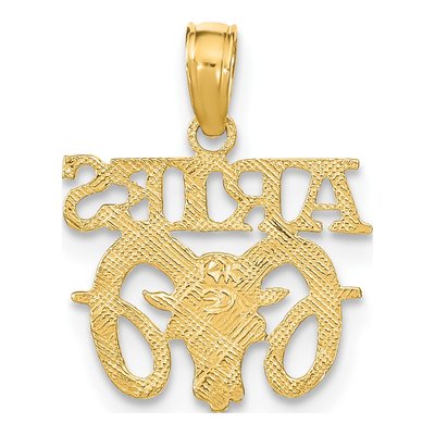 14K Yellow Gold Aries Zodiac Pendant – view 5