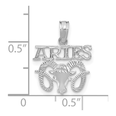 14K White Gold Aries Zodiac Pendant – view 3