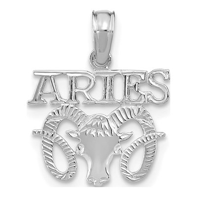 14K White Gold Aries Zodiac Pendant