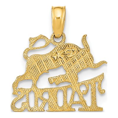 14K Yellow Gold Taurus Zodiac Pendant – view 5