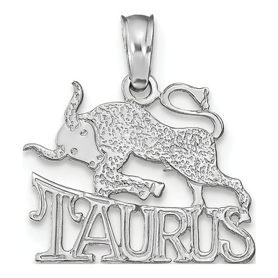 14K White Gold Taurus Zodiac Pendant