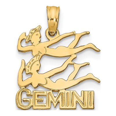 14K Yellow Gold Gemini Zodiac Pendant