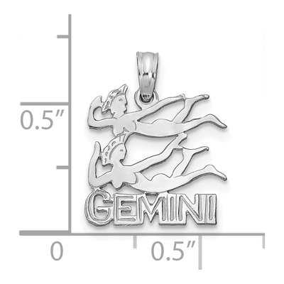 14K White Gold Gemini Zodiac Pendant – view 3