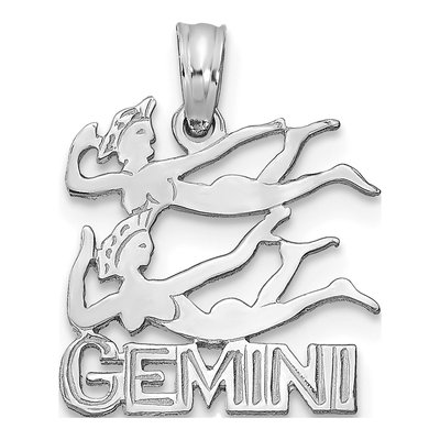 14K White Gold Gemini Zodiac Pendant