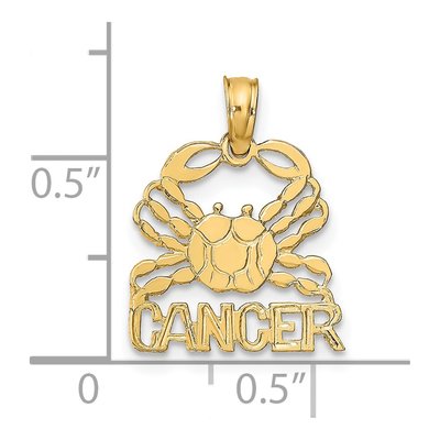 14K Yellow Gold Cancer Zodiac Pendant – view 4
