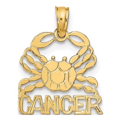 14K Yellow Gold Cancer Zodiac Pendant