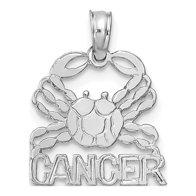14K White Gold Cancer Zodiac Pendant
