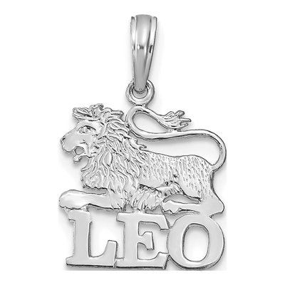 14K White Gold LEO Zodiac Pendant