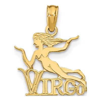 14K Yellow Gold Virgo Zodiac Pendant