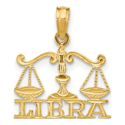 14K Yellow Gold Libra Zodiac Pendant
