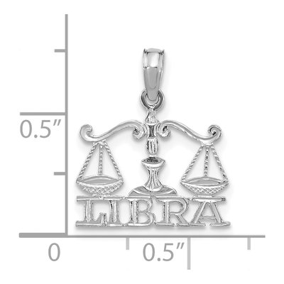 14K White Gold Libra Zodiac Pendant – view 3
