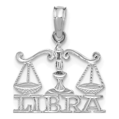 14K White Gold Libra Zodiac Pendant