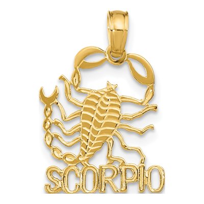 14K Yellow Gold Scorpio Zodiac Pendant