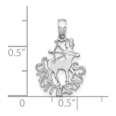 14K White Gold Sagittarius Zodiac Pendant – view 3