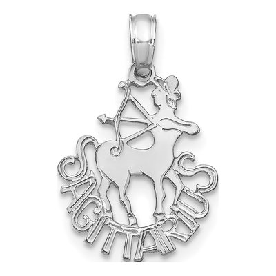 14K White Gold Sagittarius Zodiac Pendant
