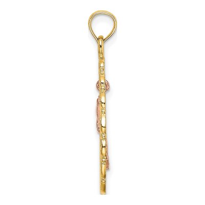 14K Two-Tone Gold Oval Frame Pendant – view 3