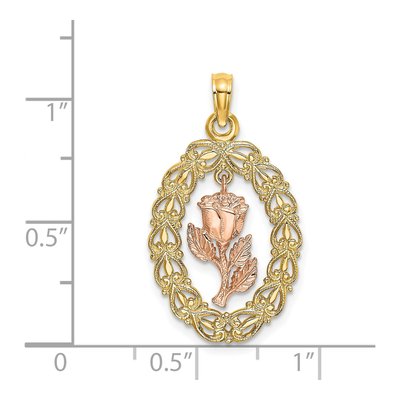 14K Two-Tone Gold Oval Frame Pendant – view 5